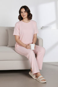 Zivame 2 Mile Fashion Knit Cotton Loungewear Set - Pink Dogwood — thumbnail 6